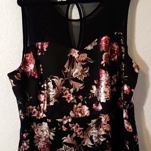 Floral & Black Sleeveless Dress from Maurices
